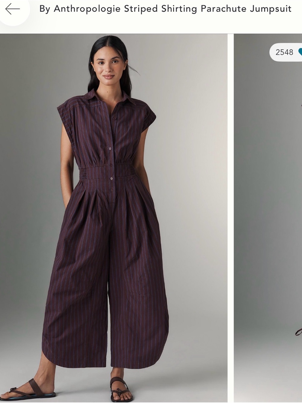 Anthropologie Plum-Striped Parachute Shirting Jumpsuit